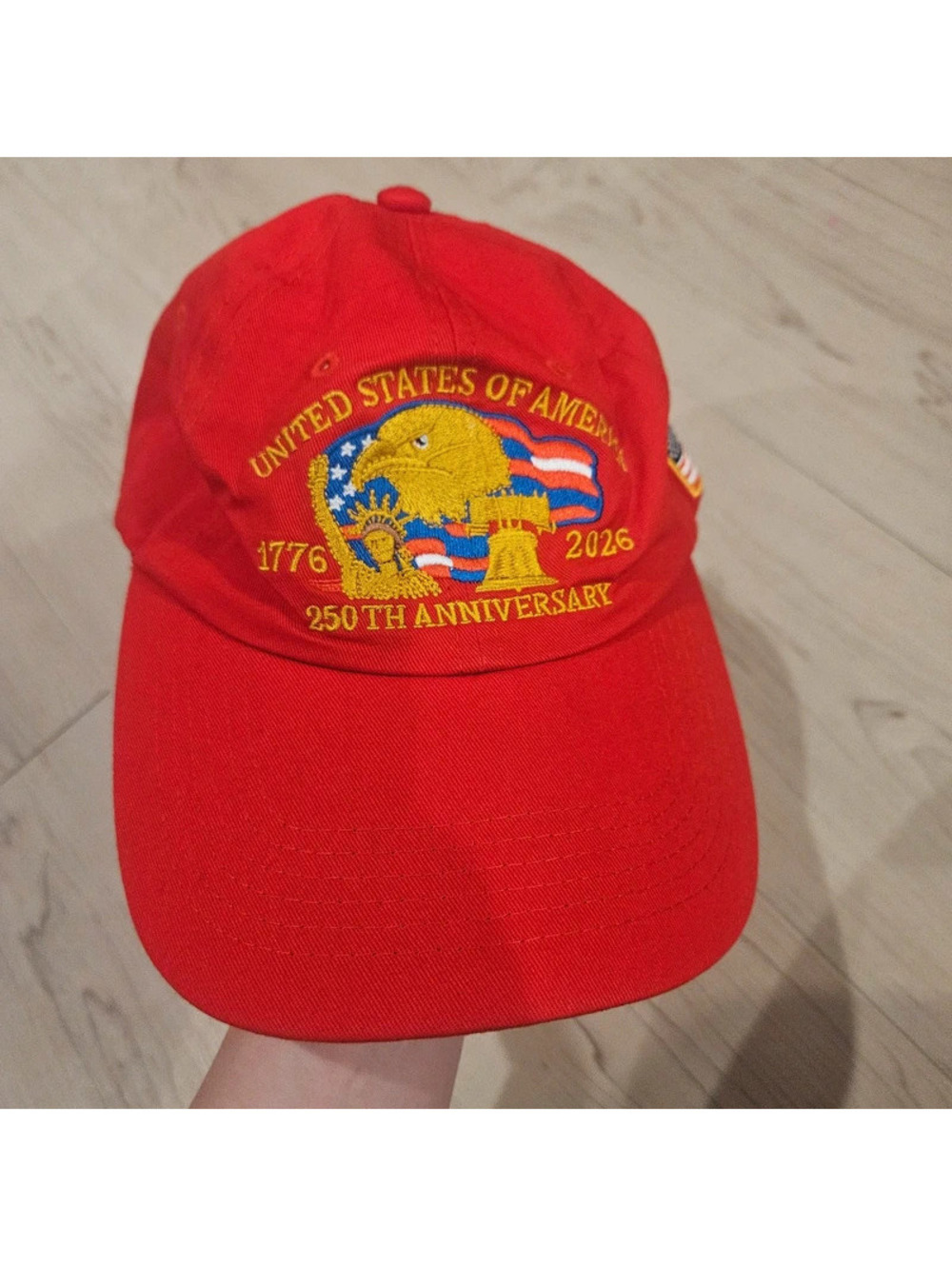 USA 250th Anniversary 1776–2026 Red Embroidered Eagle Patriotic Hat